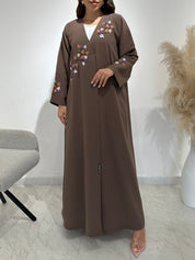 C 1504 Saddle Brown Embroidered Abaya