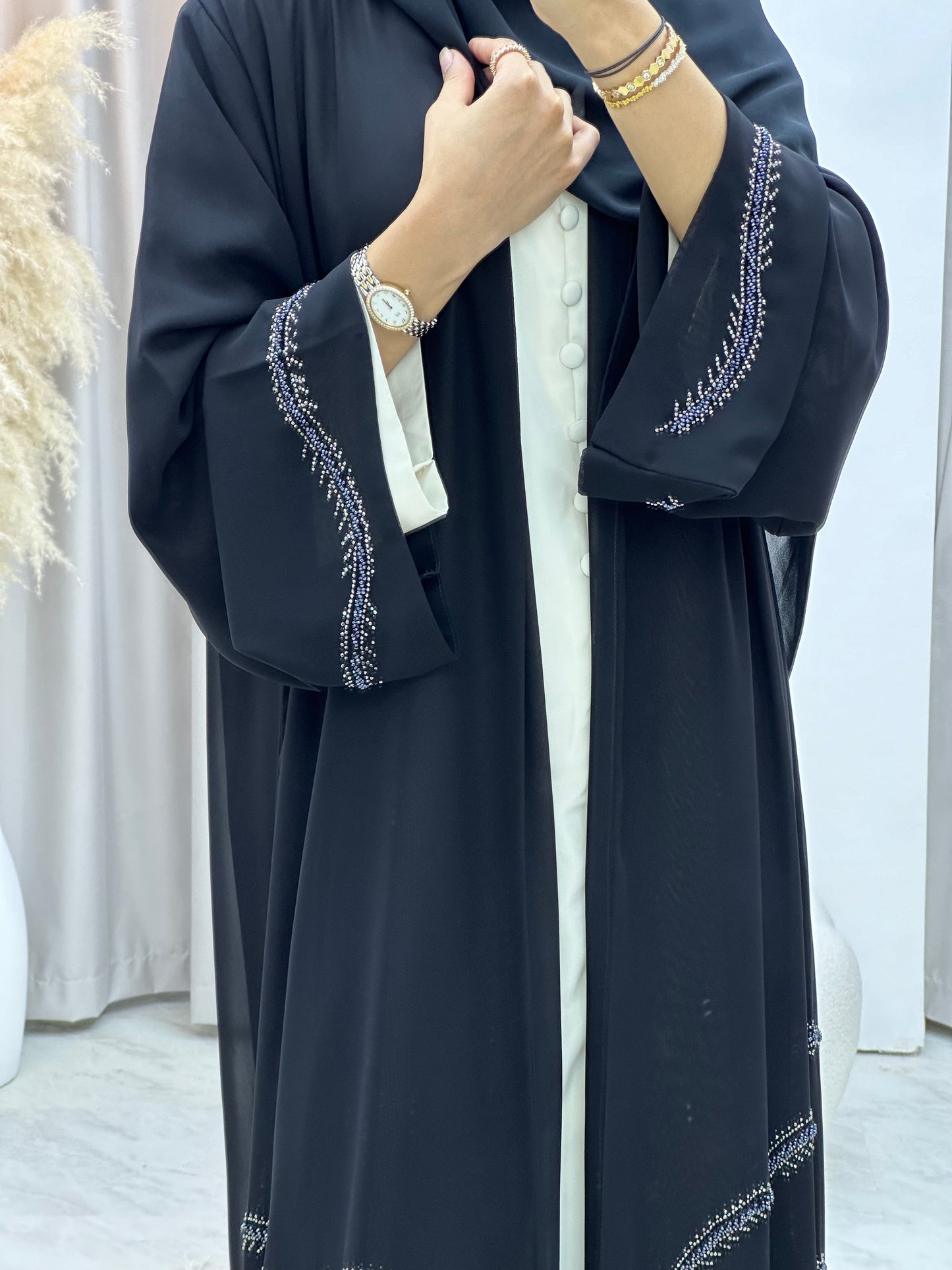 C 0118 Black Beaded Abaya