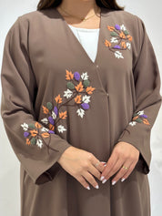 C 1504 Saddle Brown Embroidered Abaya