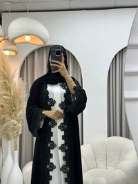 C 0542 Black Classic Lace Abaya - XS / 49