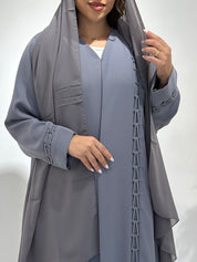 عباية مطبوعة بنقشة زنبق أسود C 1254