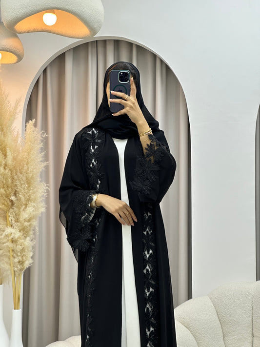 C 0543 Black Classic Lace Abaya