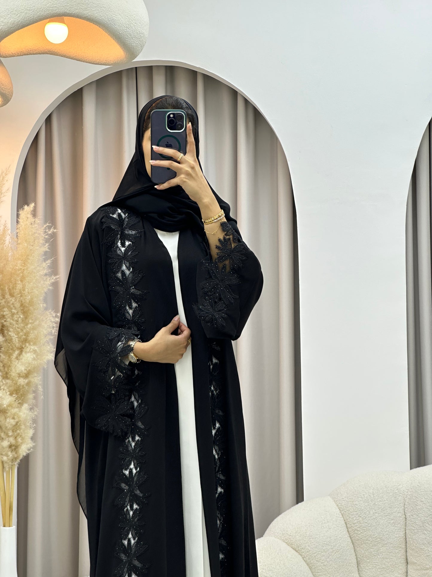 C 0543 Black Classic Lace Abaya