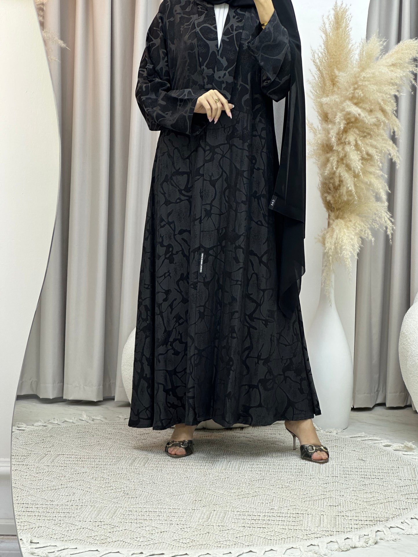 C Black Work Abaya Set 184