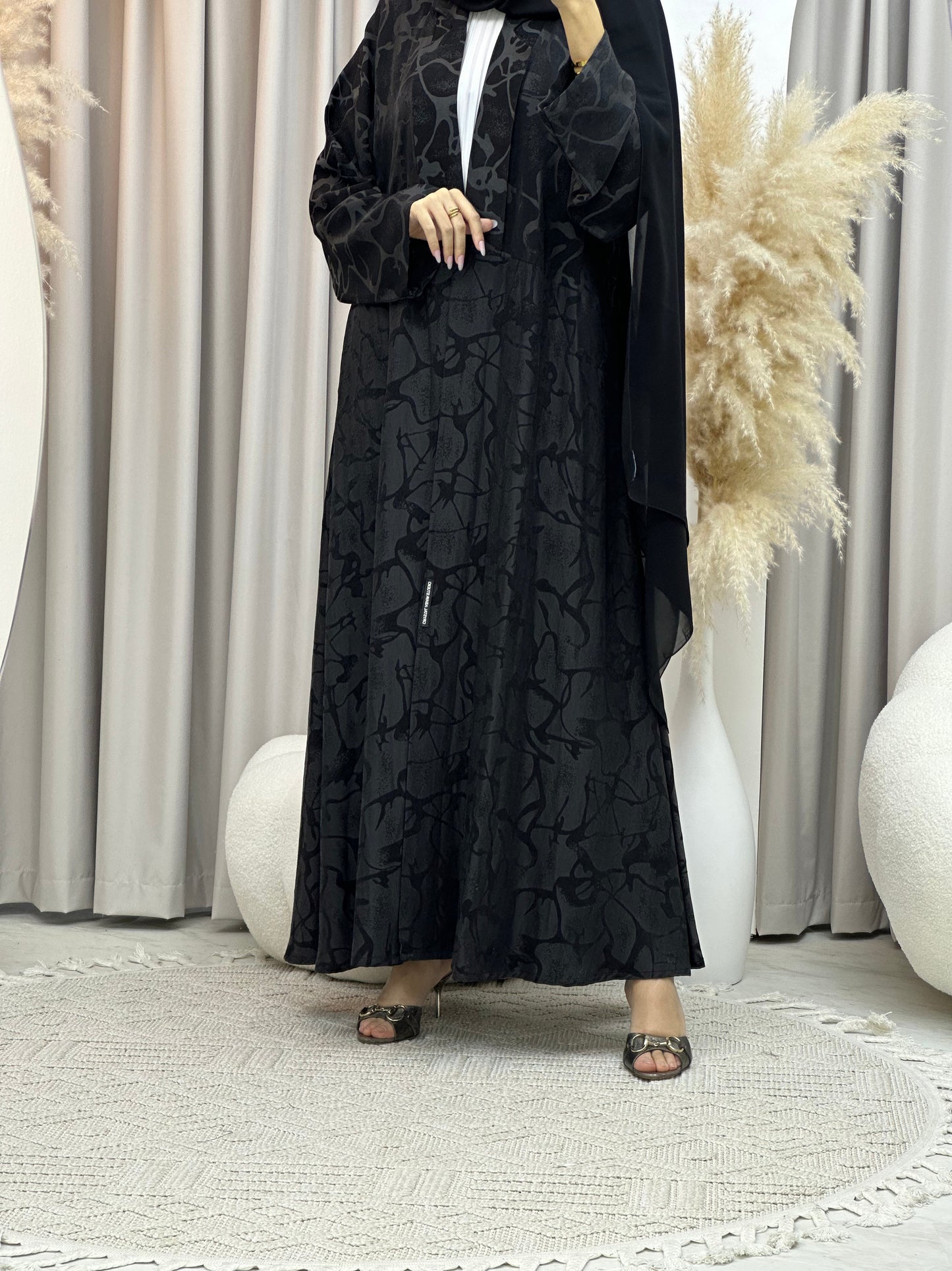 C RTW Black Work Abaya Set 184