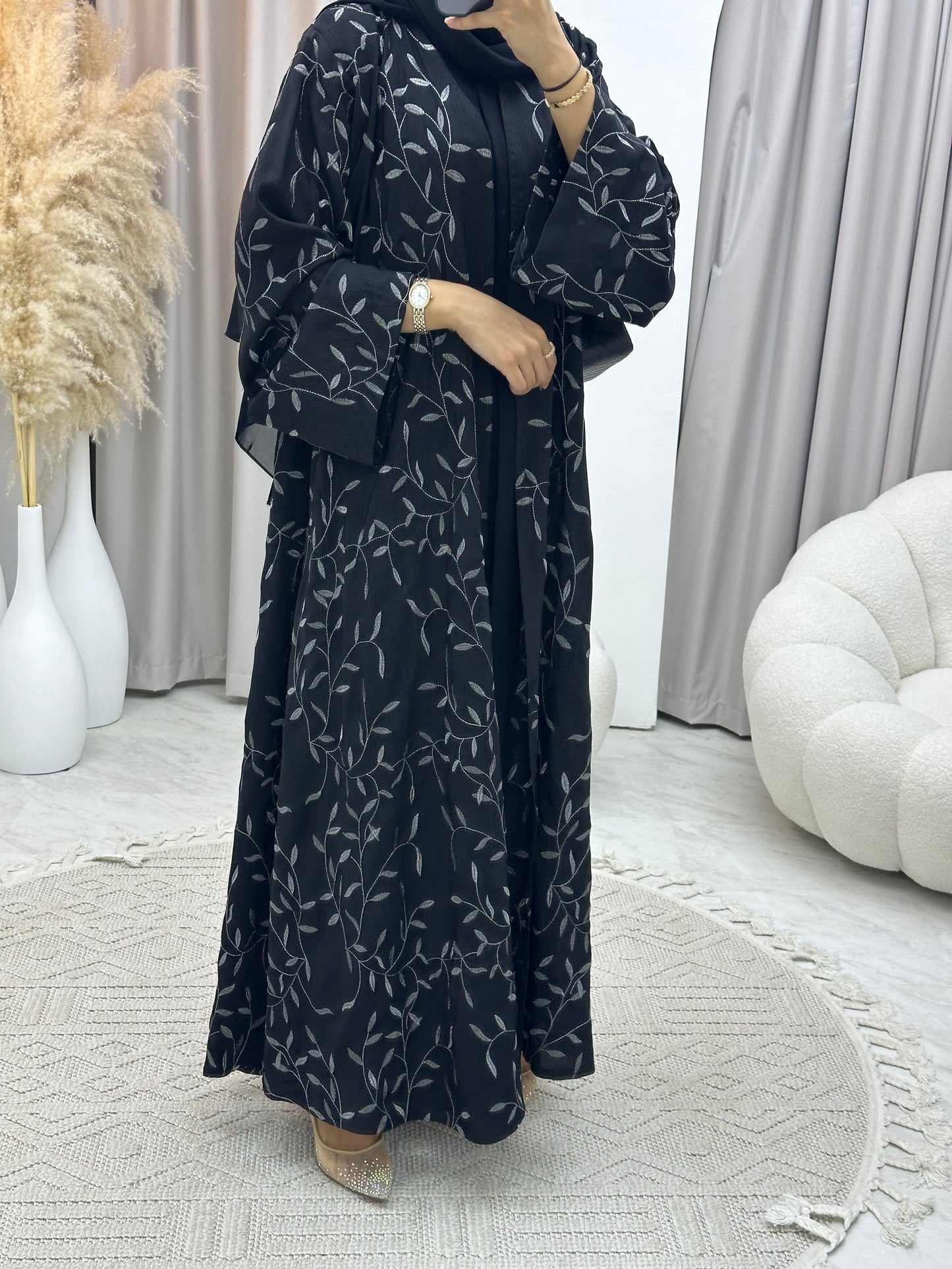 C 0126 Black Embroidery Abaya