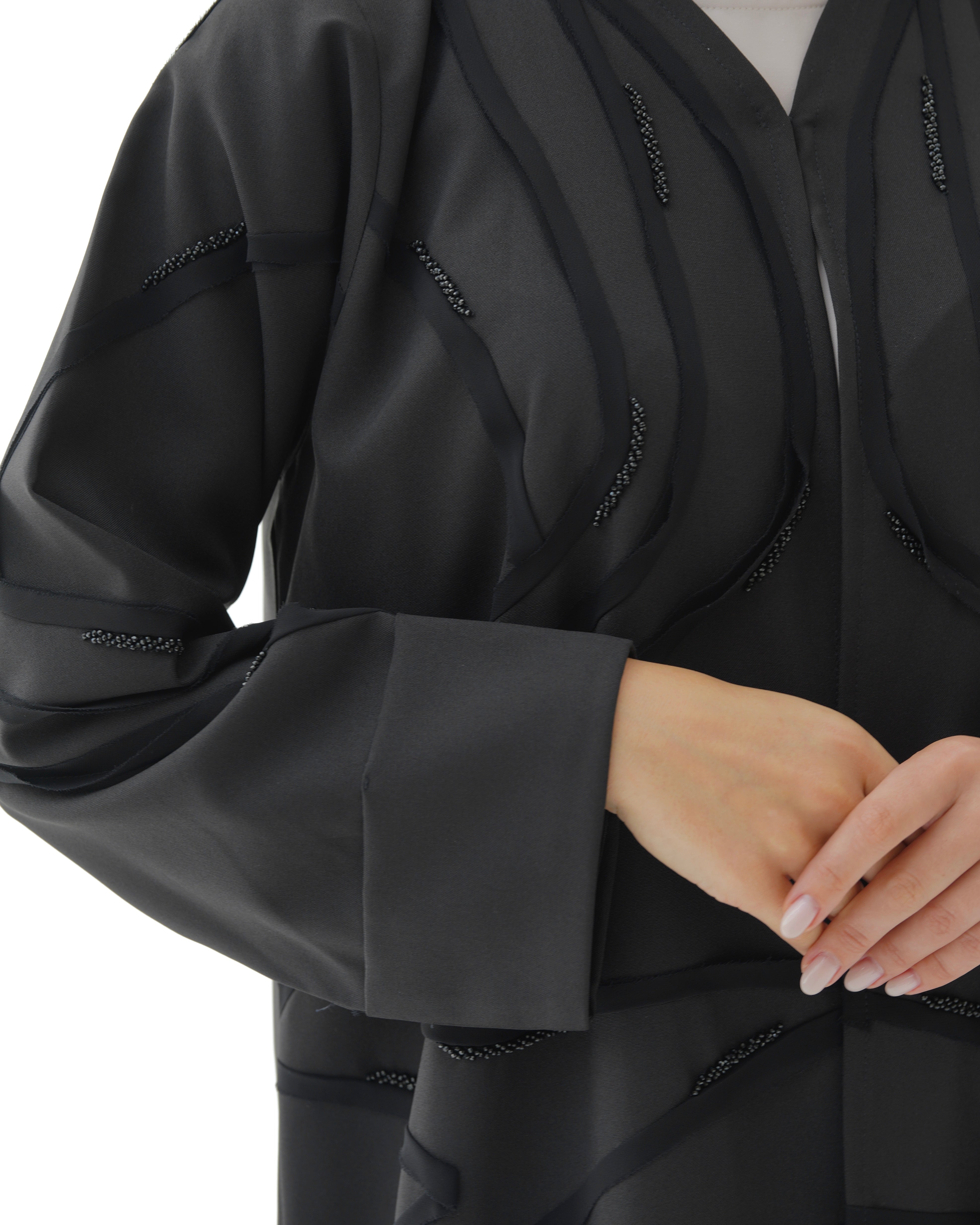 C 1477 Black Beaded Abaya