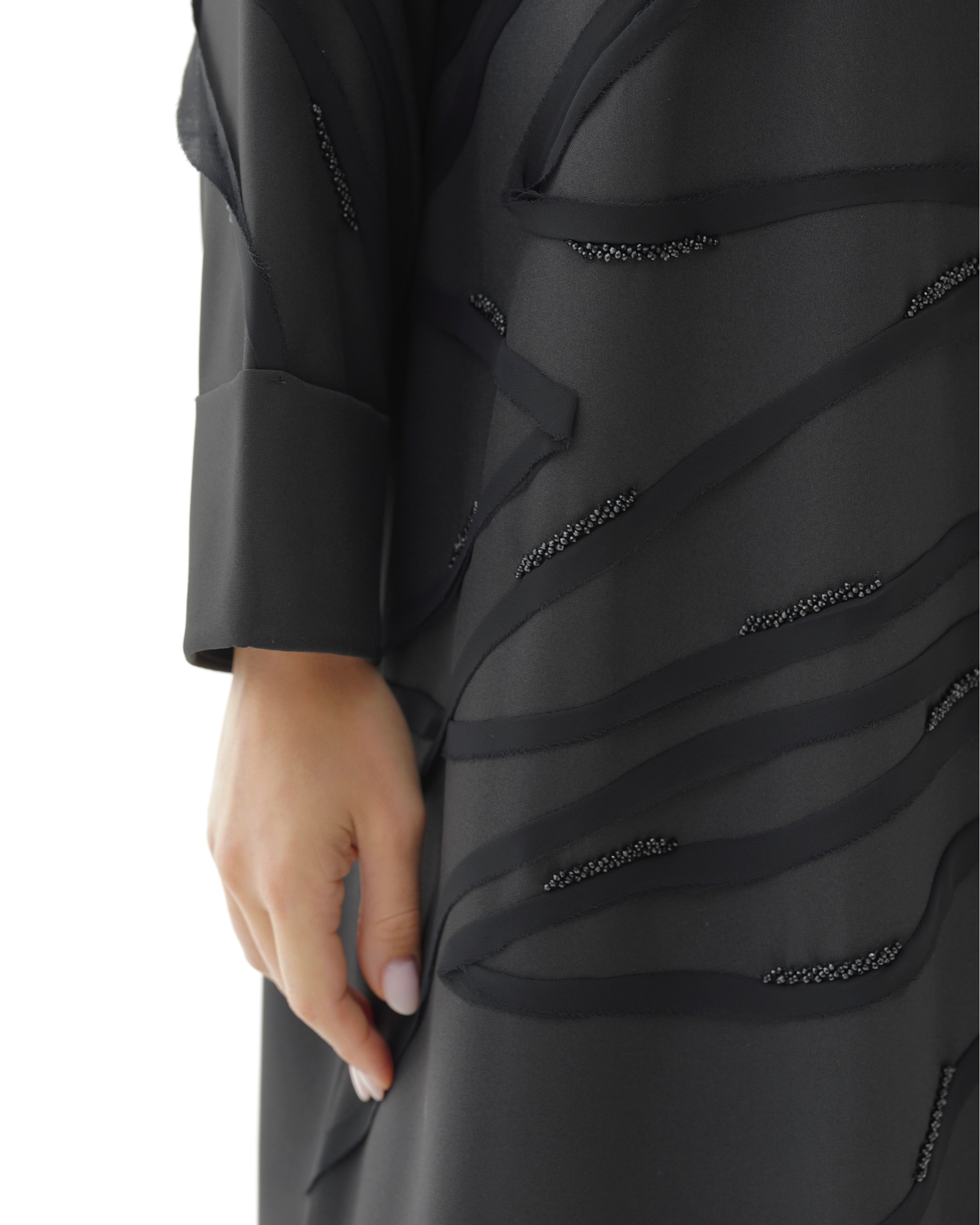 C 1477 Black Beaded Abaya