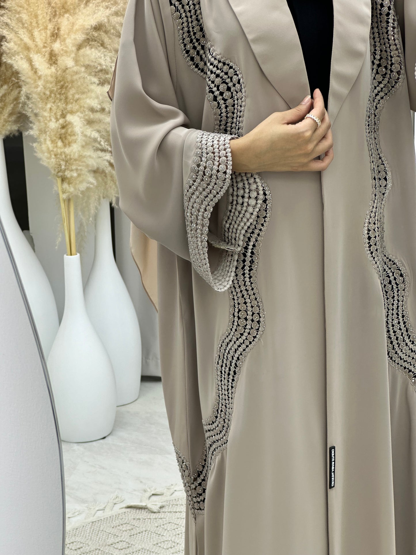 C RTW 0125 Nude Lace Abaya