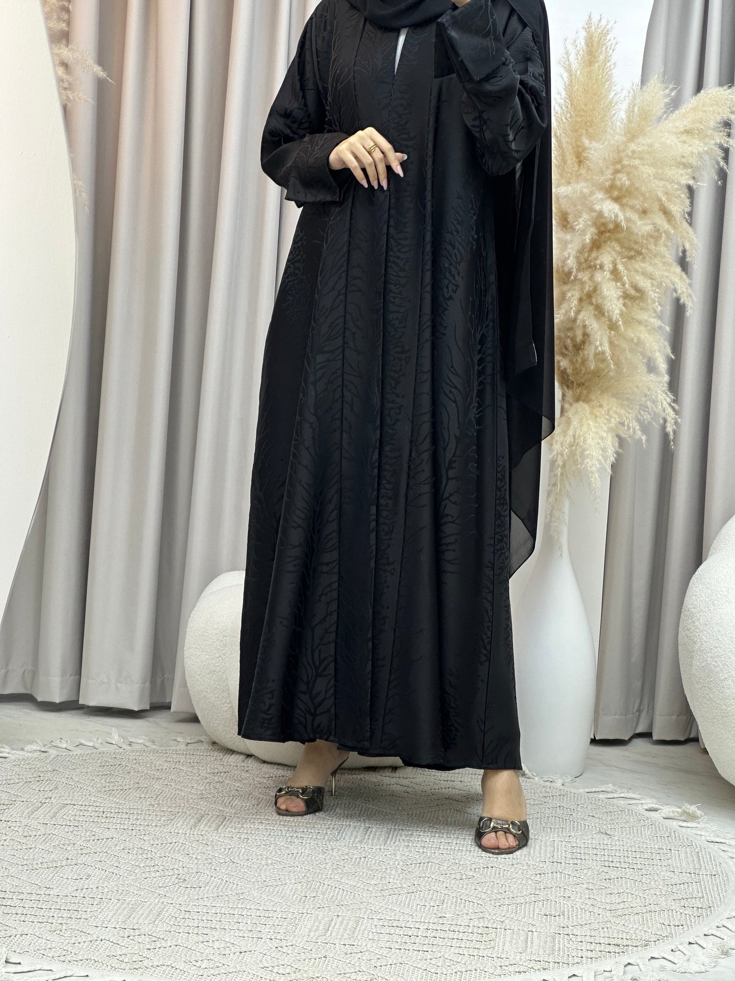 C Black Work Abaya Set 186