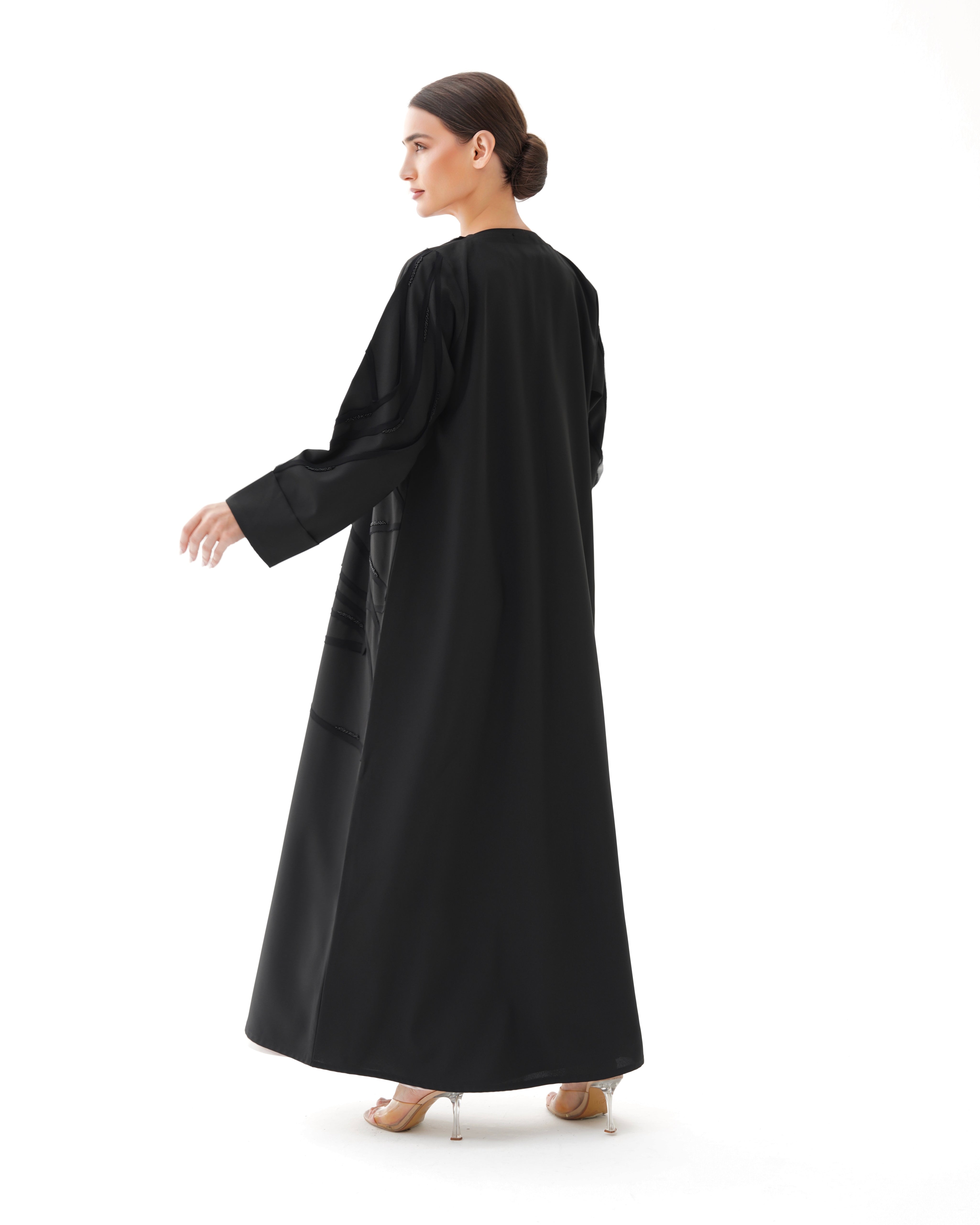 C 1477 Black Beaded Abaya