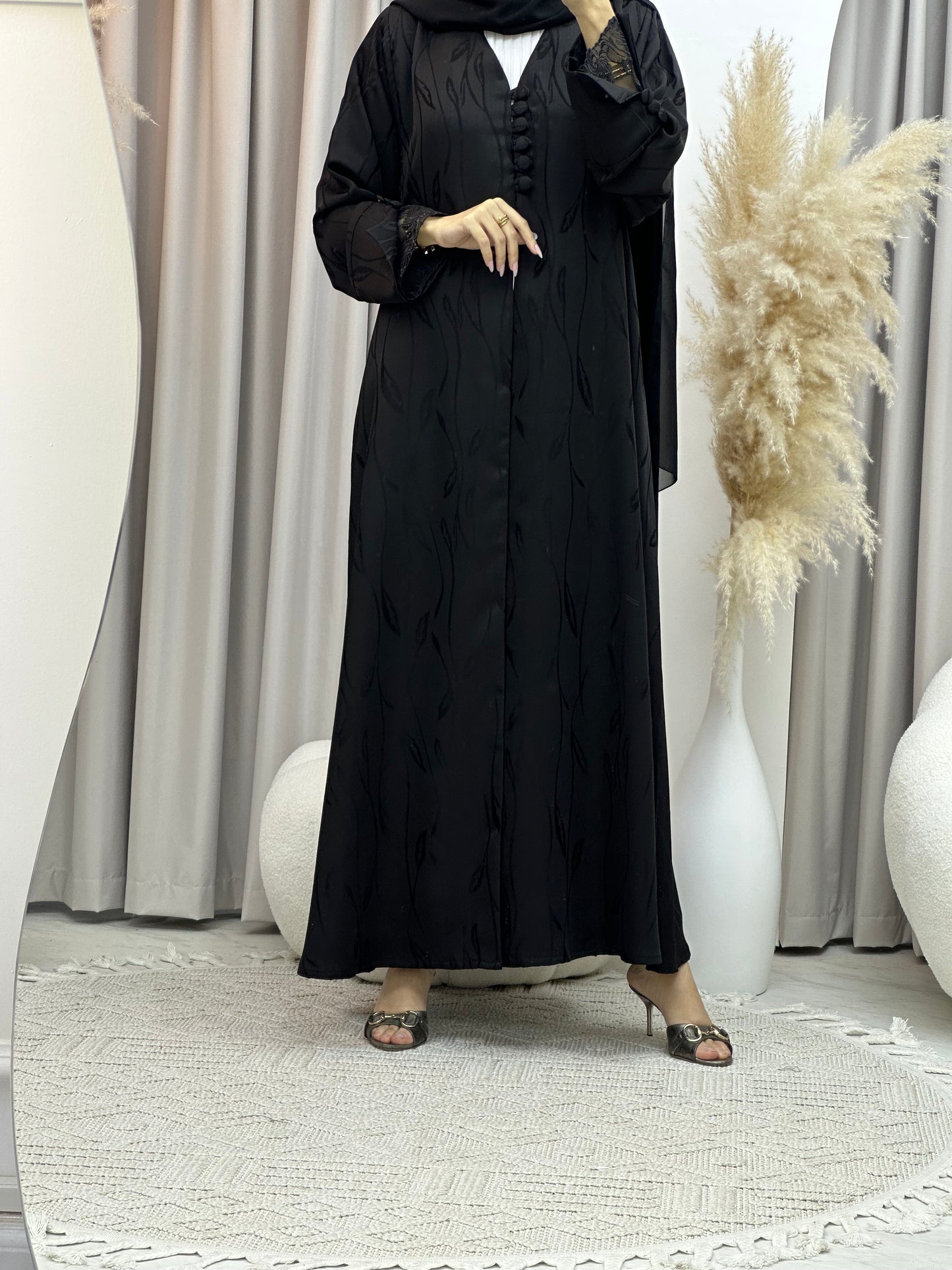 C Black Work Abaya Set 187