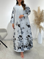 C 1509 Grey beaded abaya
