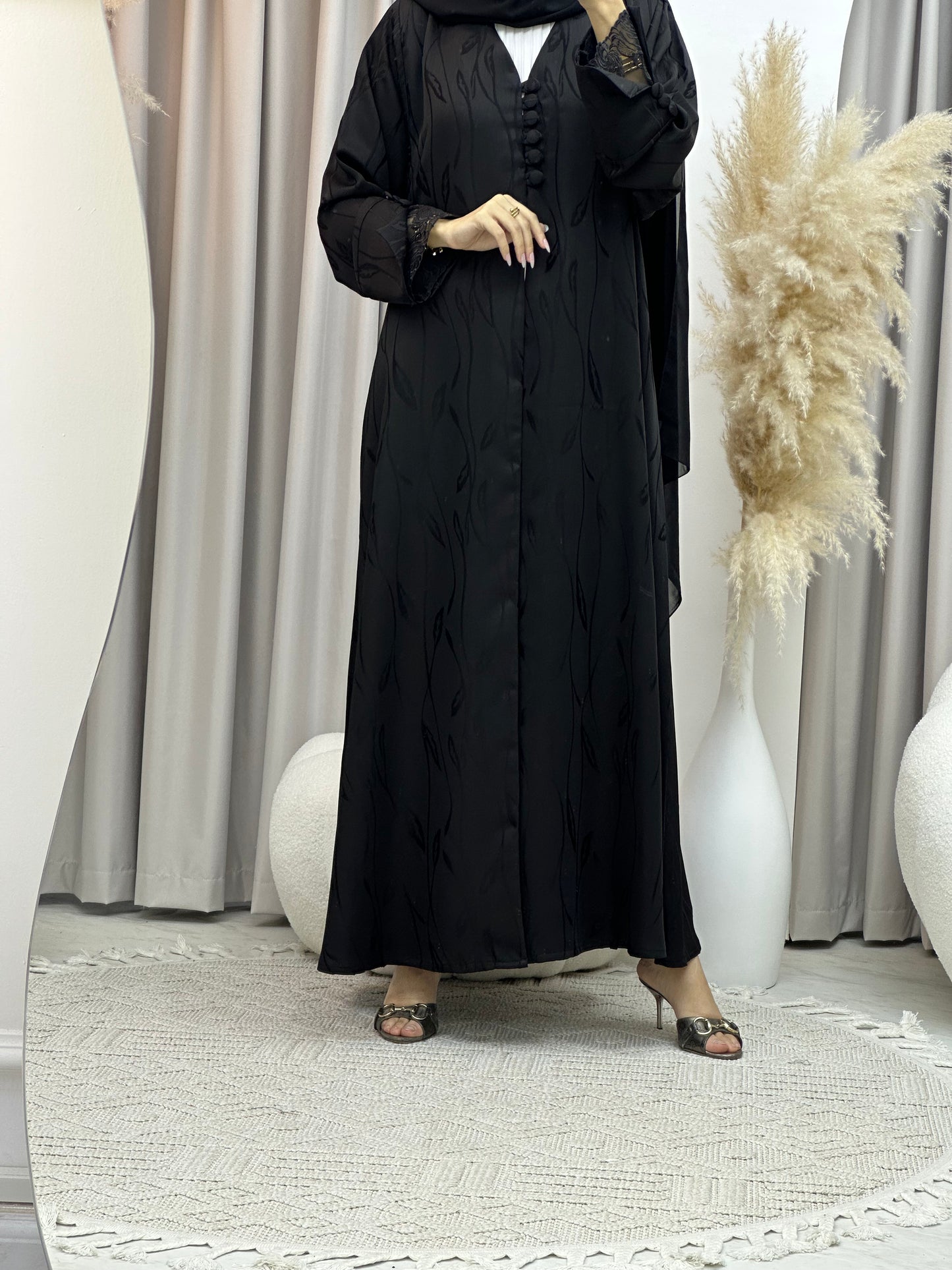 C Black Work Abaya Set 187