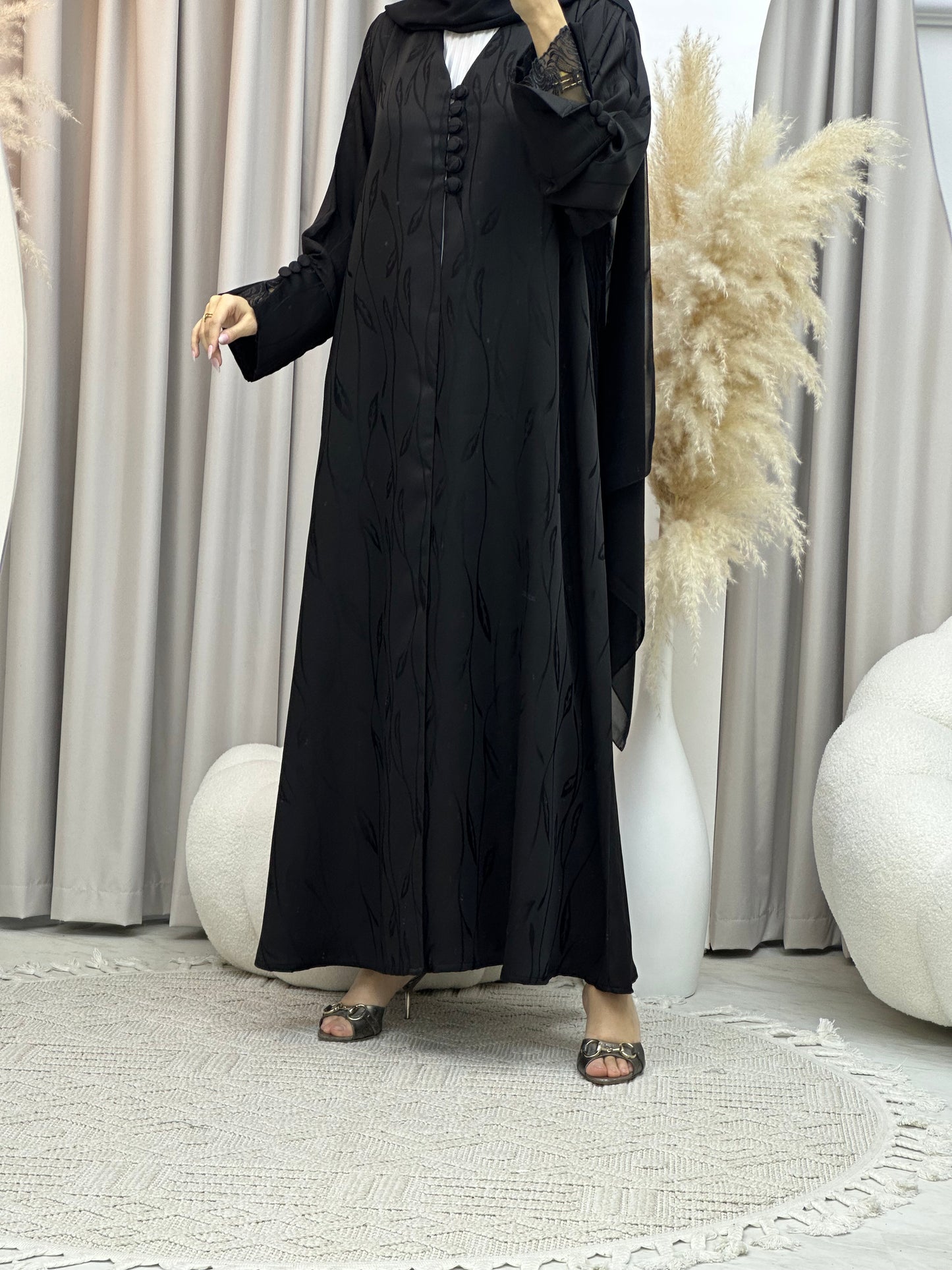 C Black Work Abaya Set 187