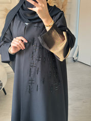 C 1056 Black Beaded Abaya