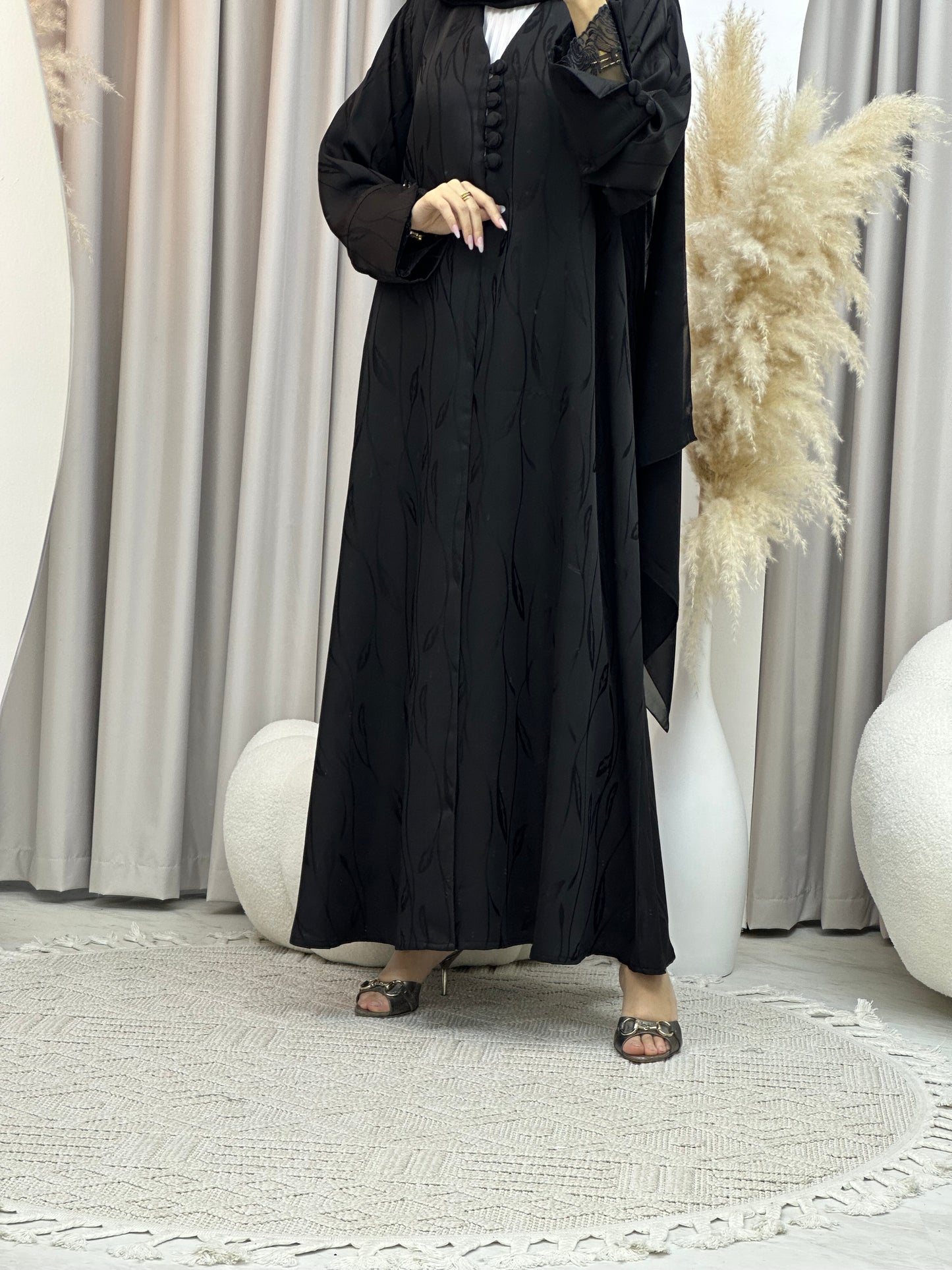 C Black Work Abaya Set 187