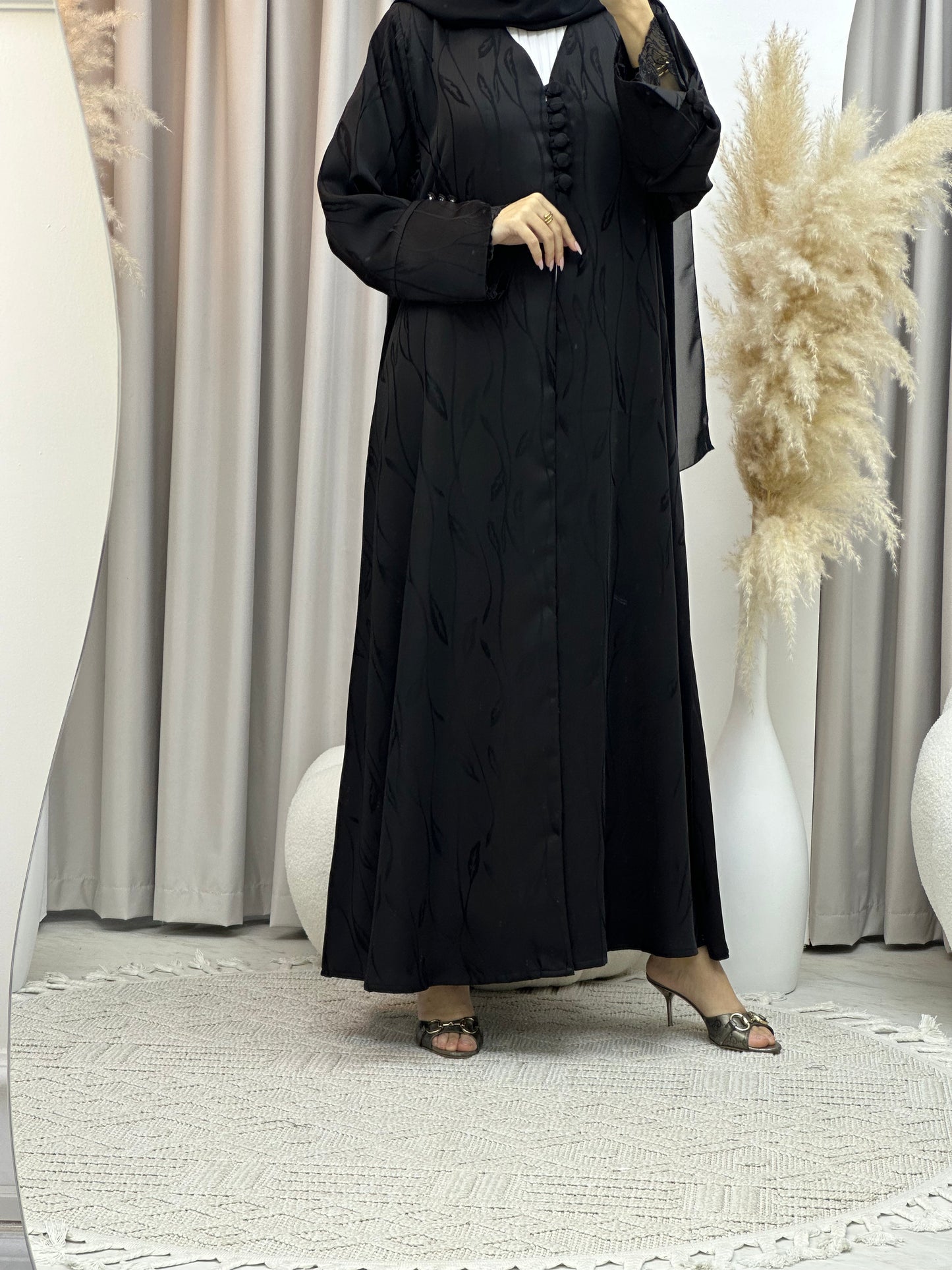 C Black Work Abaya Set 187