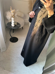 C 1056 Black Beaded Abaya