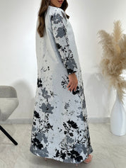 C 1509 Grey beaded abaya