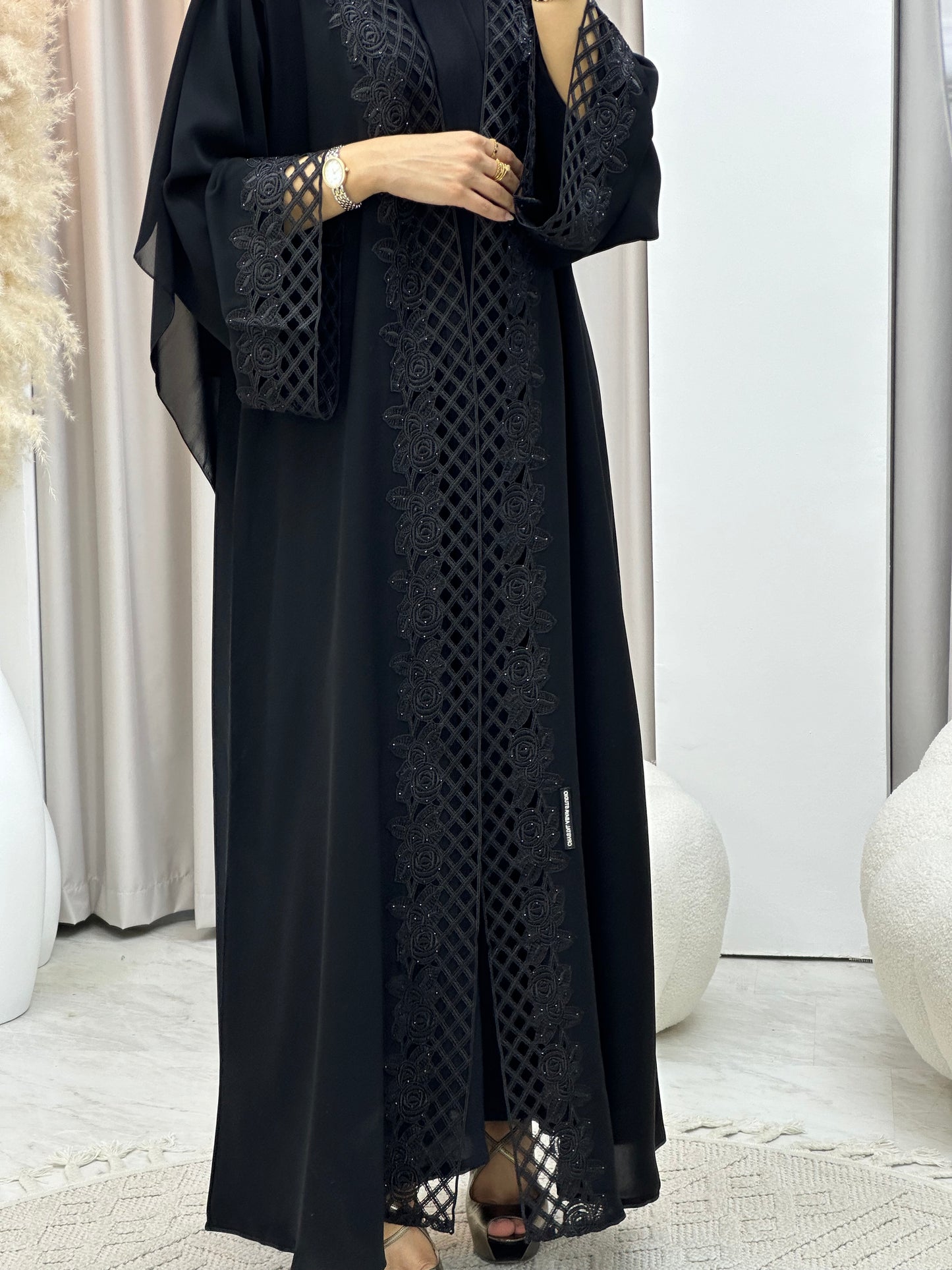 C 0299 Black Lace Abaya