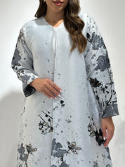 C 1509 Grey beaded abaya