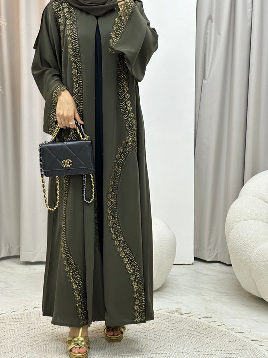 C RTW 0124 Olive Lace Abaya