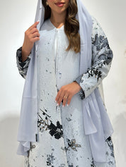 C 1509 Grey beaded abaya