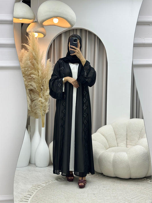 C 0551 Black Classic Lace Abaya