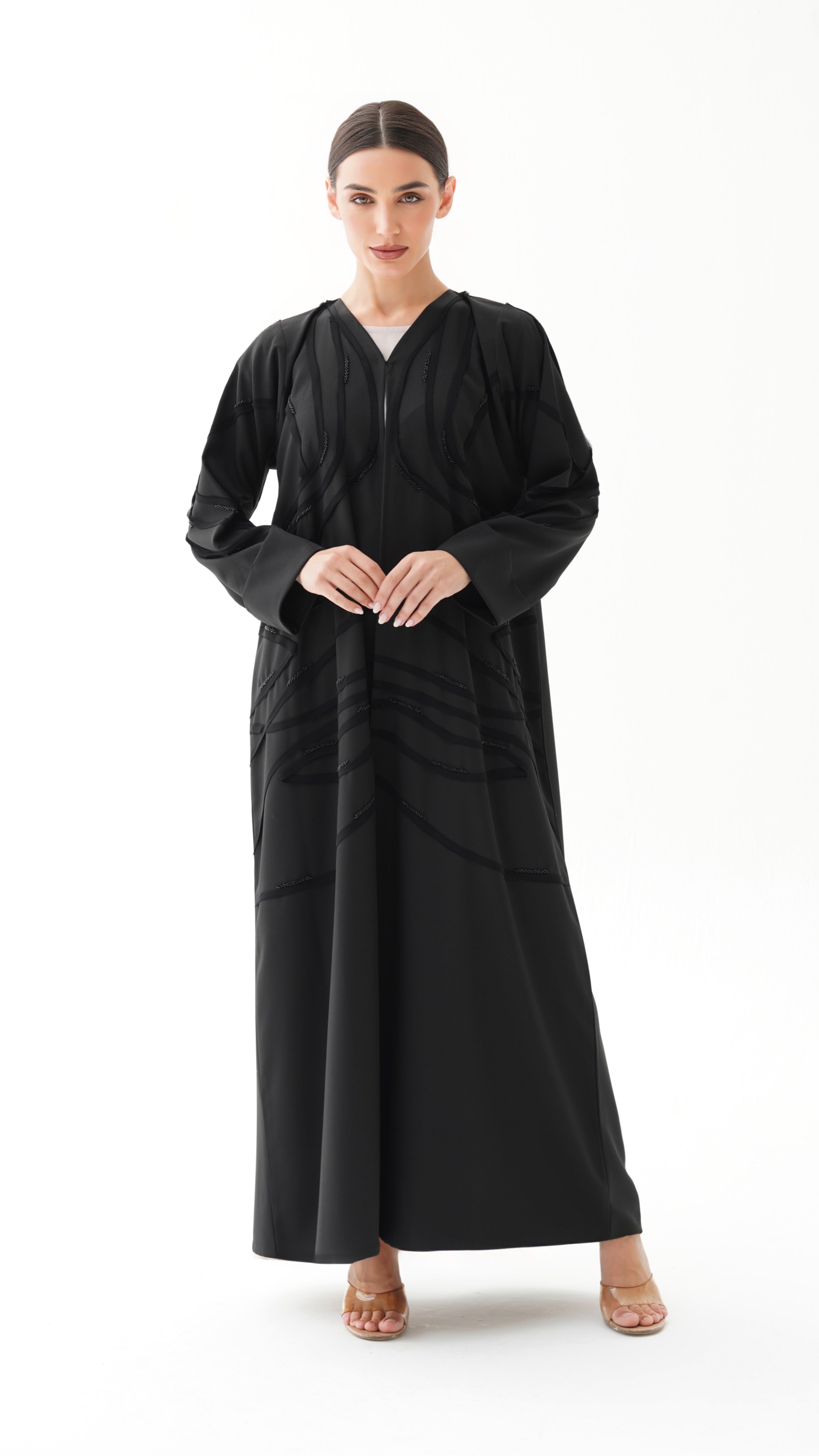 C 1477 Black Beaded Abaya