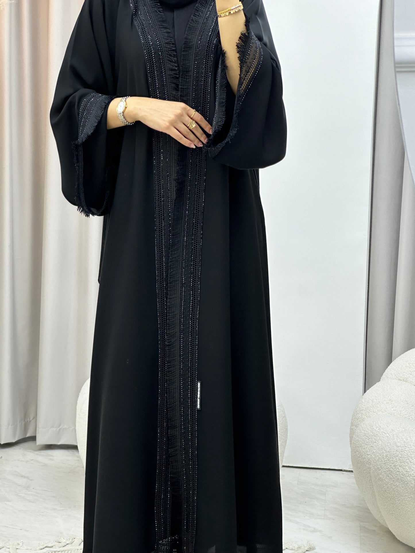 C 0302 Black Lace Abaya