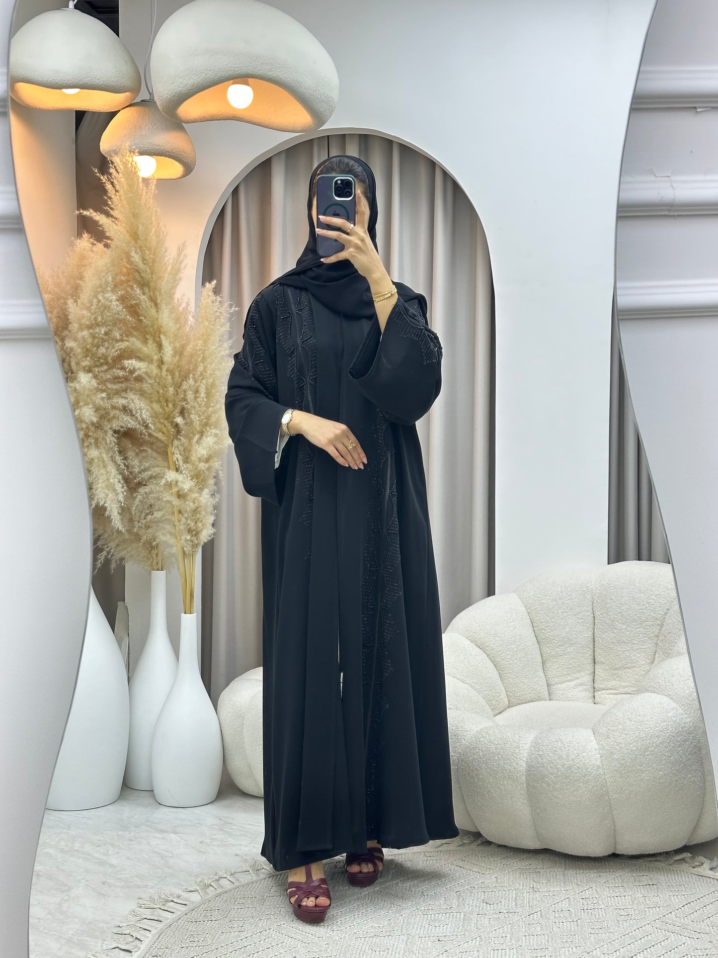 C 0544 Black Classic Lace Abaya