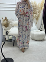 C 1250 Lavender Printed Abaya