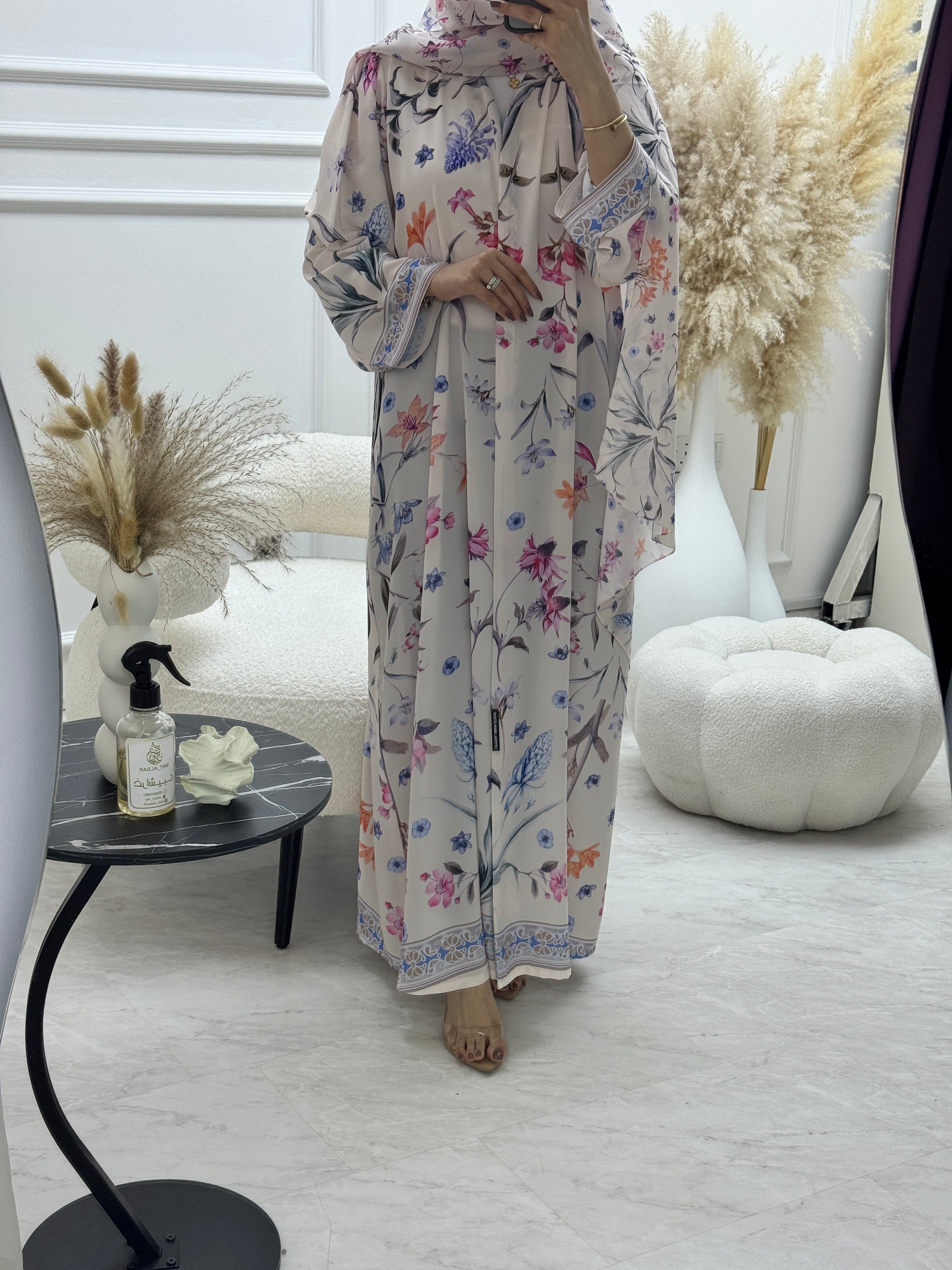 C 1250 Lavender Printed Abaya