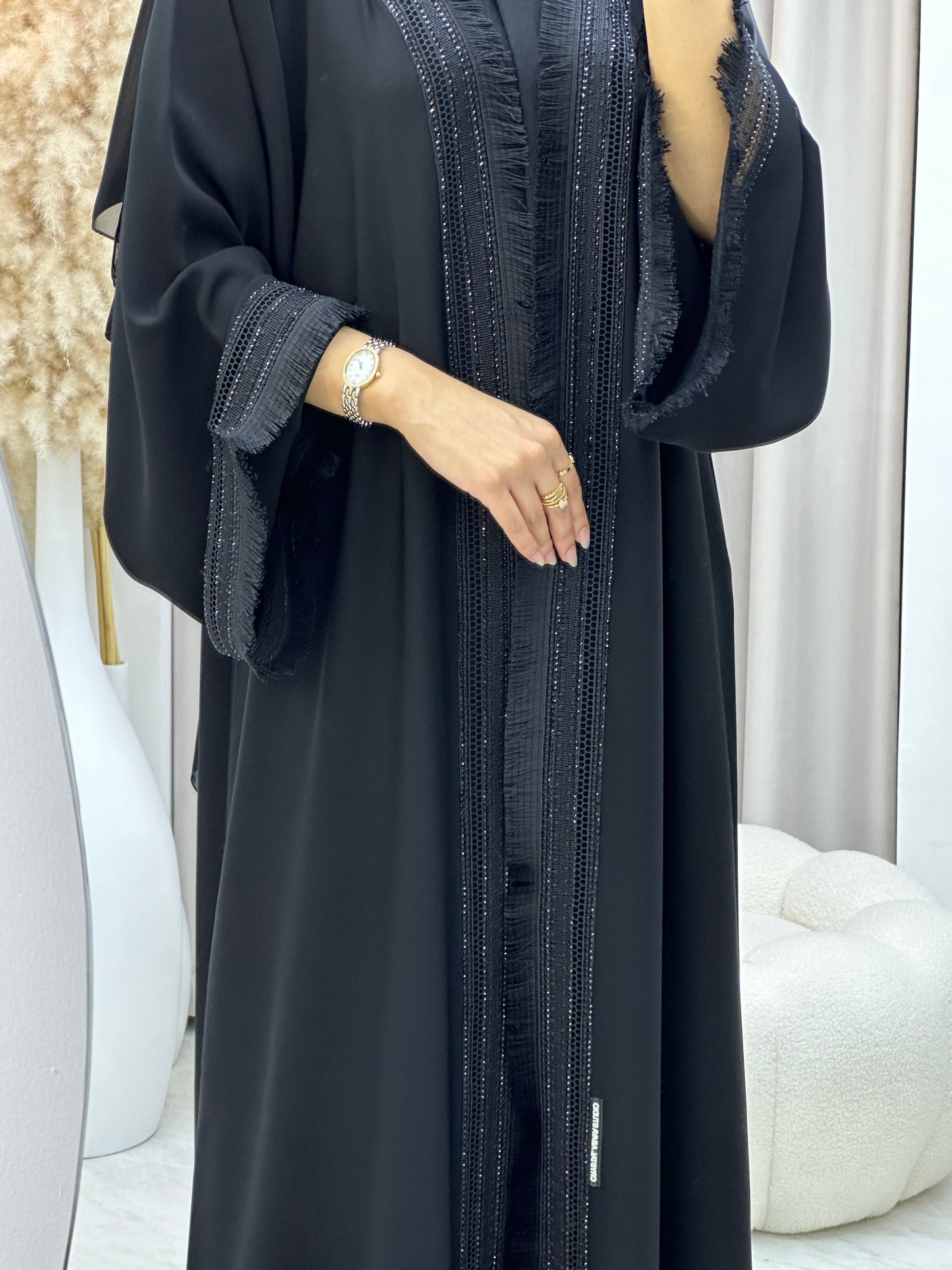 C 0302 Black Lace Abaya