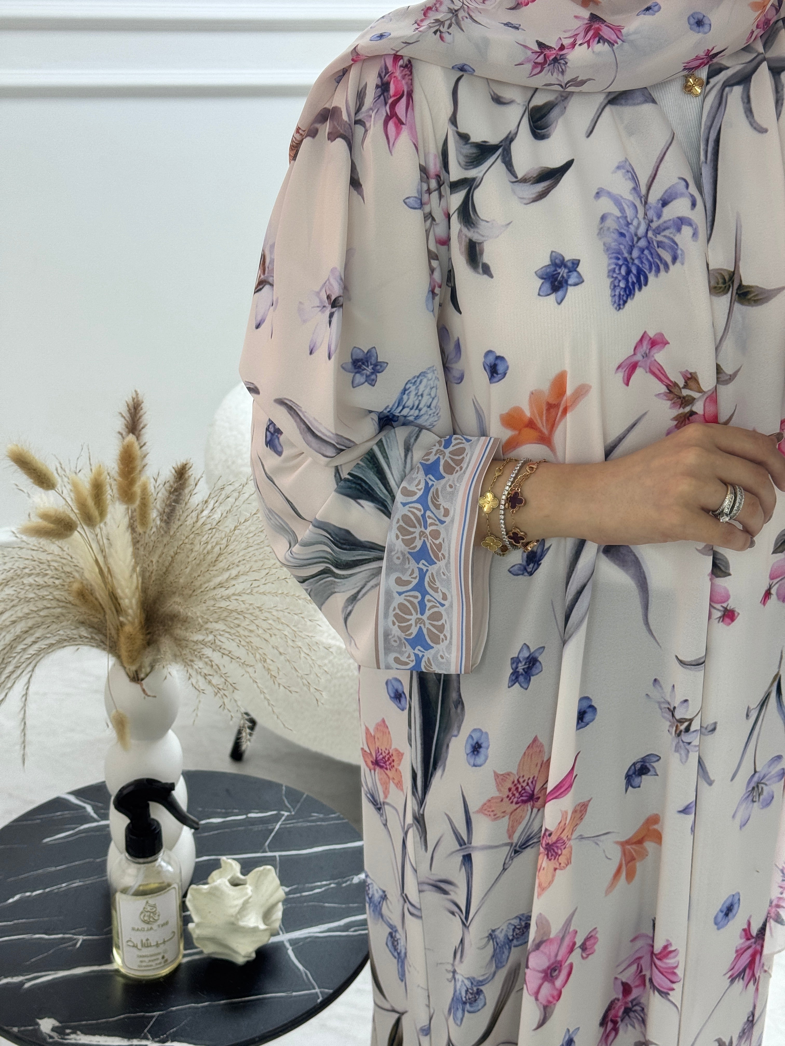 C 1250 Lavender Printed Abaya