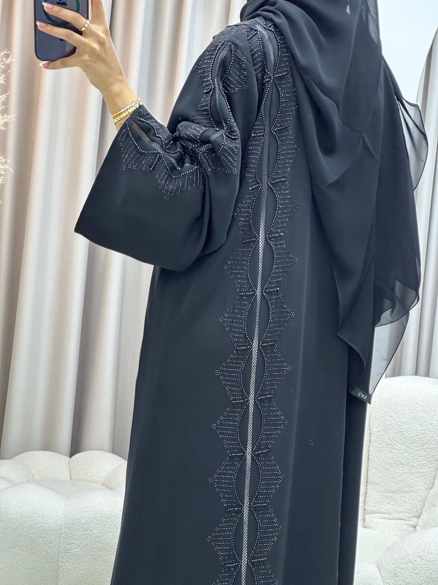 C 0544 Black Classic Lace Abaya