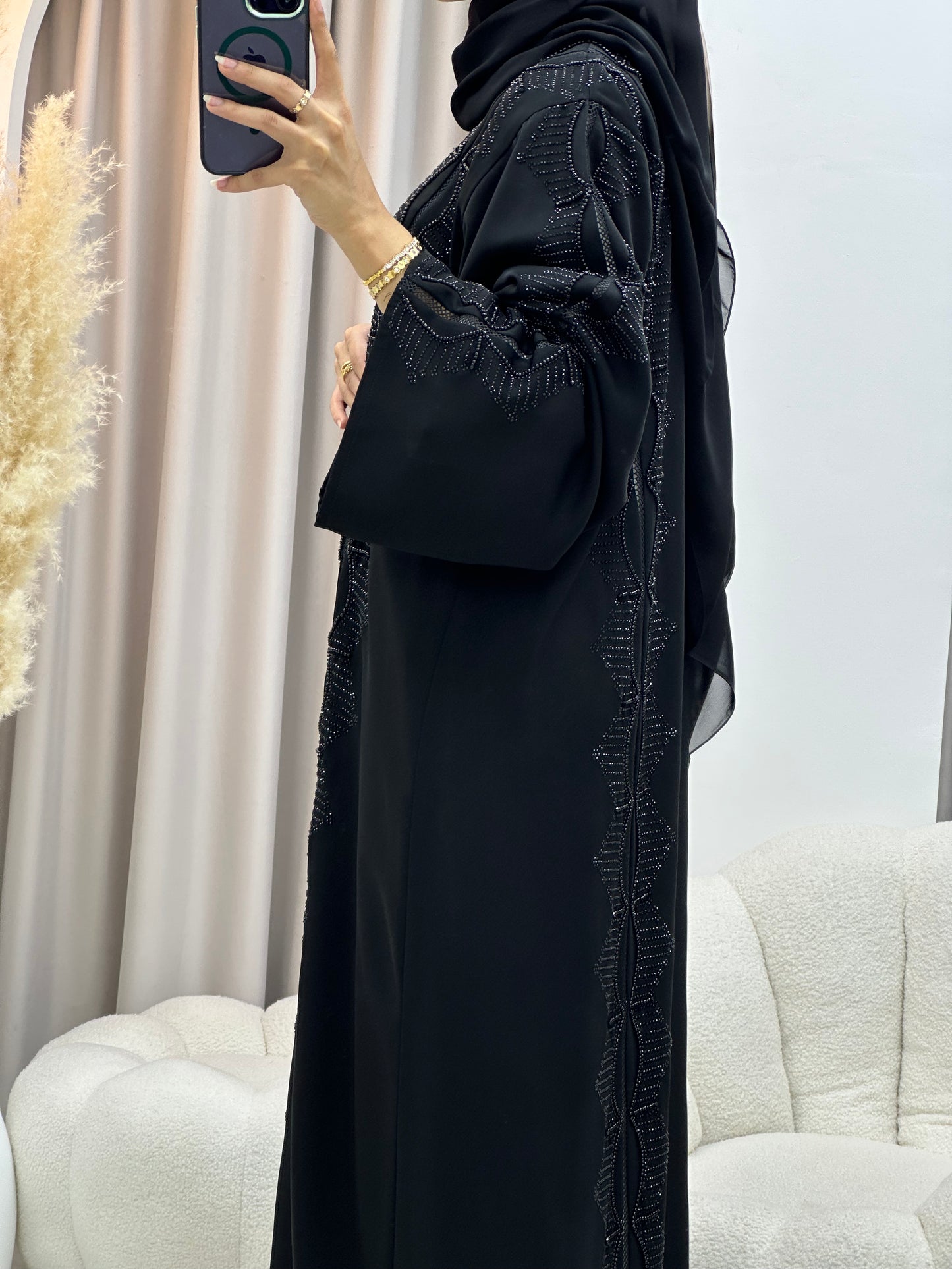 C 0544 Black Classic Lace Abaya