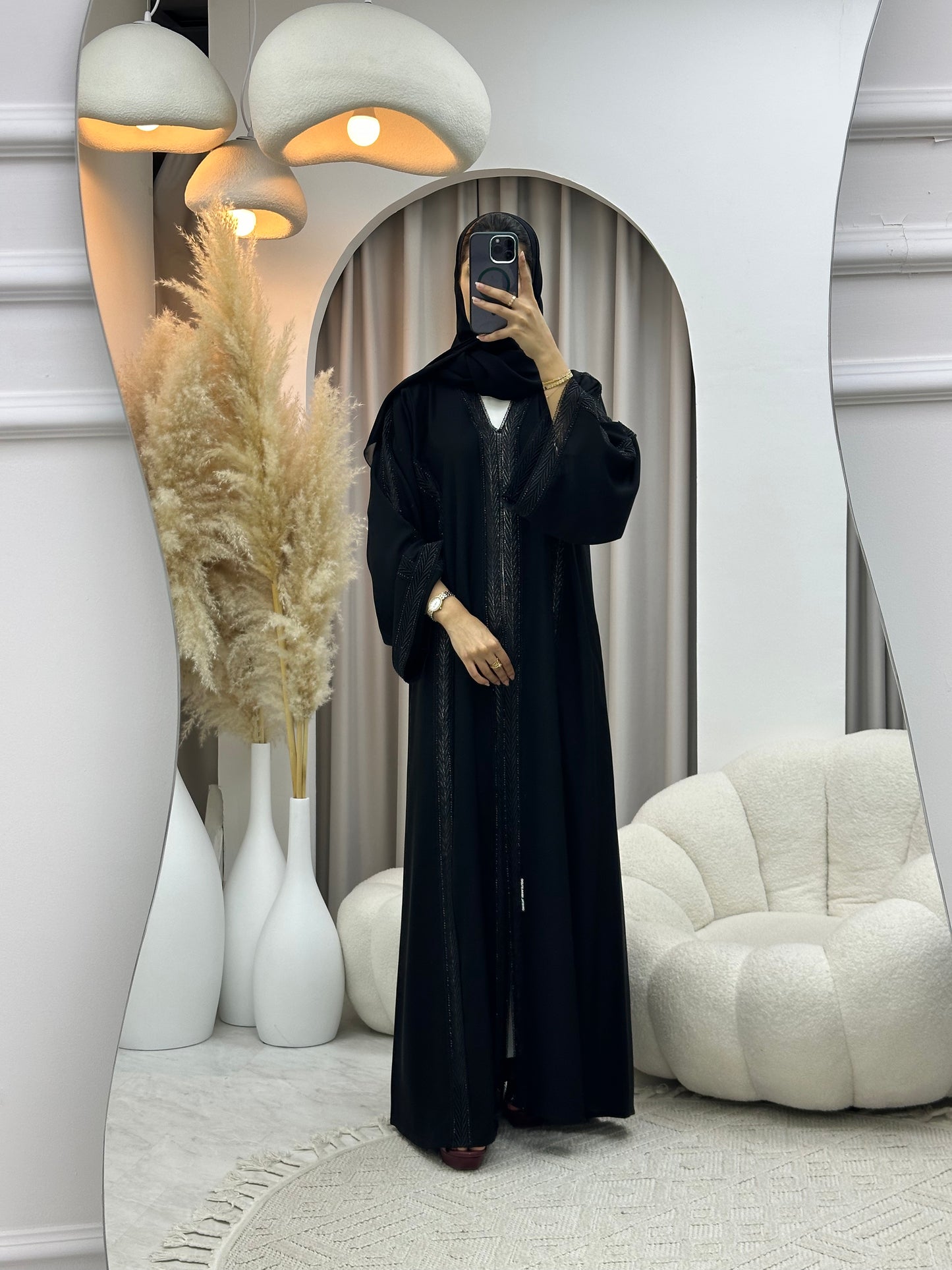 C 0545 Black Classic Lace Abaya