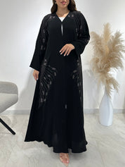 عباية مطبوعة بنقشة زنبق أسود C 1254