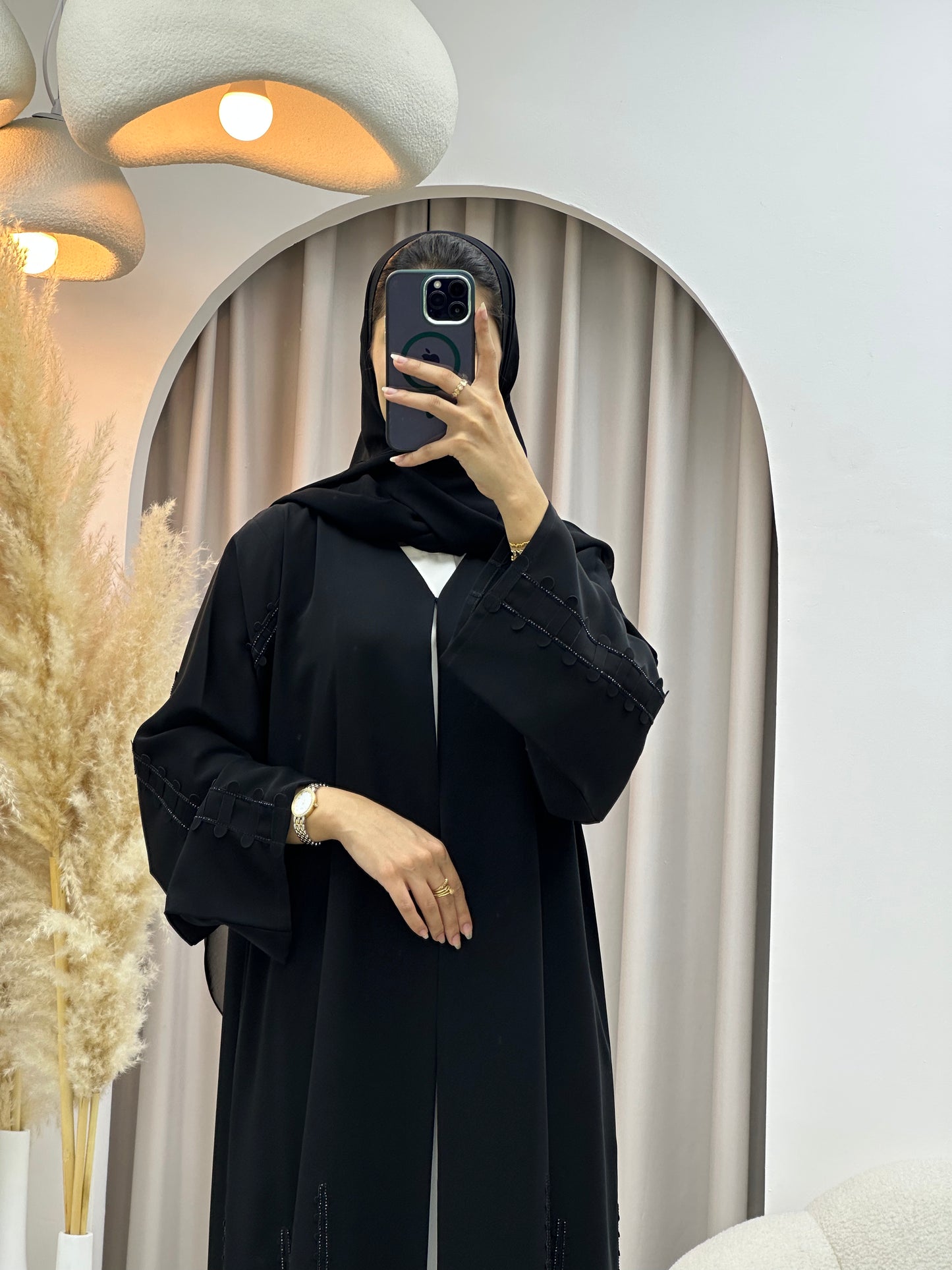 C 0546 Black Classic Lace Abaya