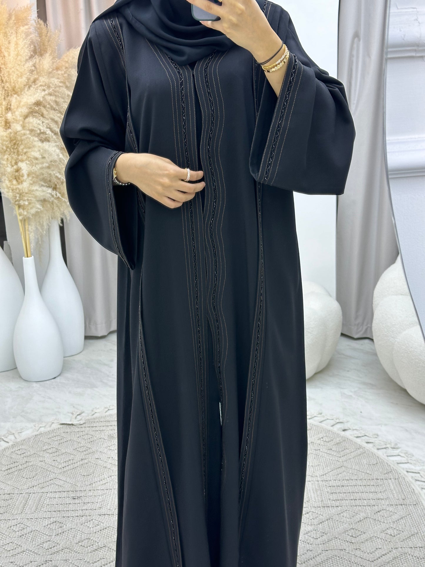 C 0128 Black Beaded Abaya