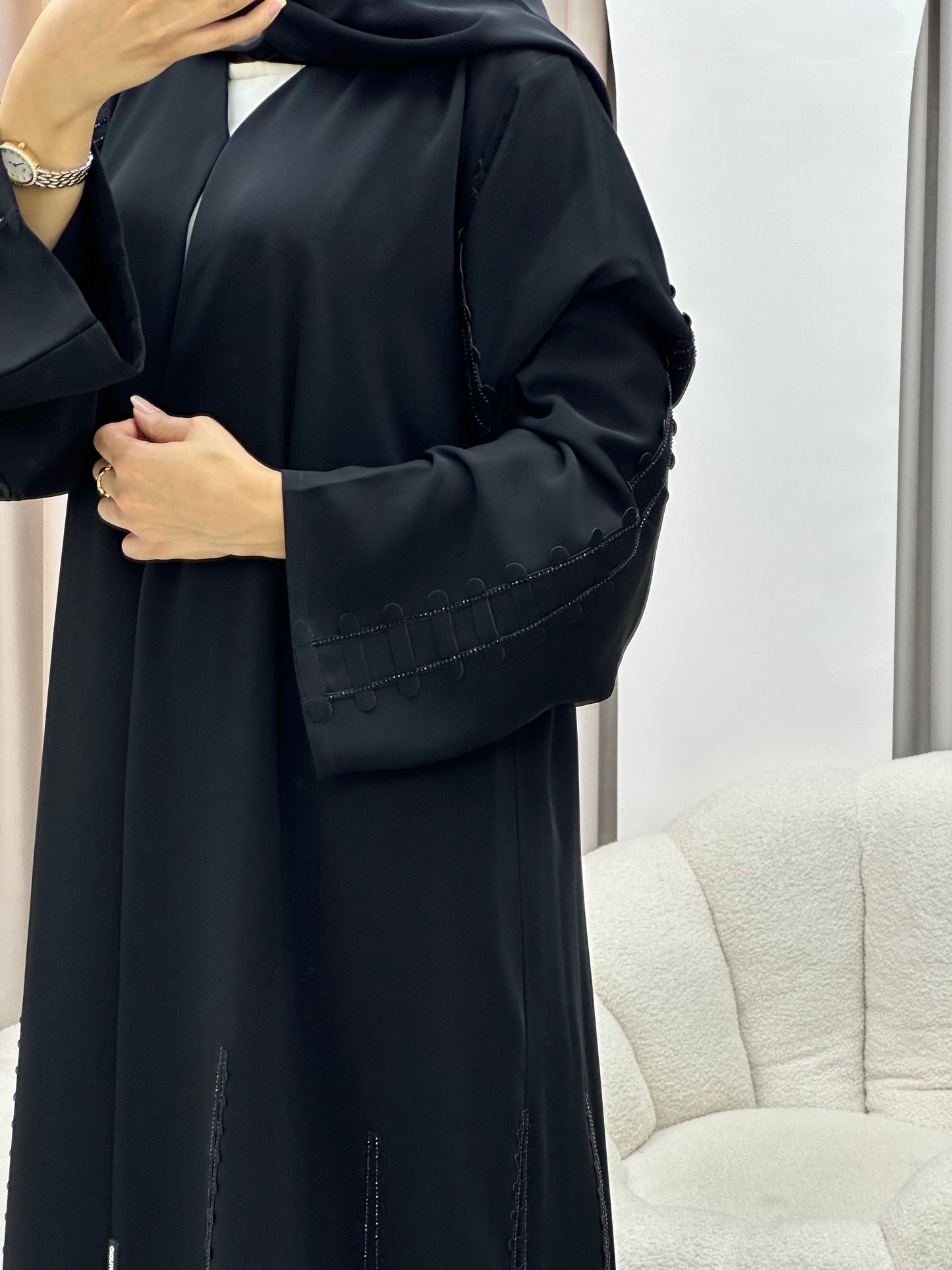 C 0546 Black Classic Lace Abaya