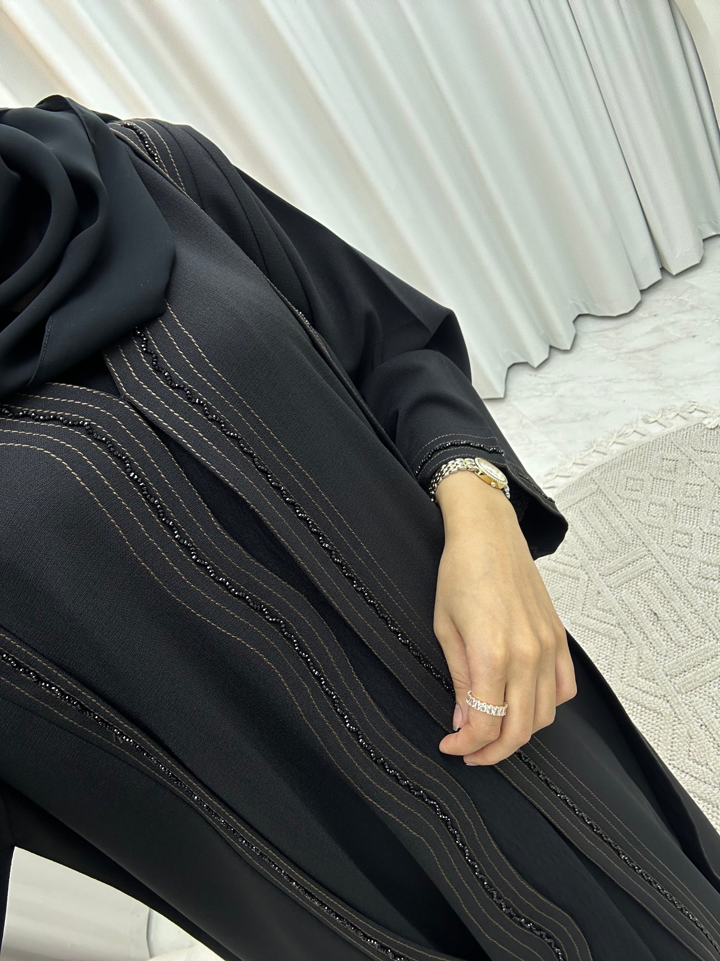 C RTW 0128 Black Beaded Abaya