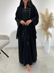 عباية مطبوعة بنقشة زنبق أسود C 1254