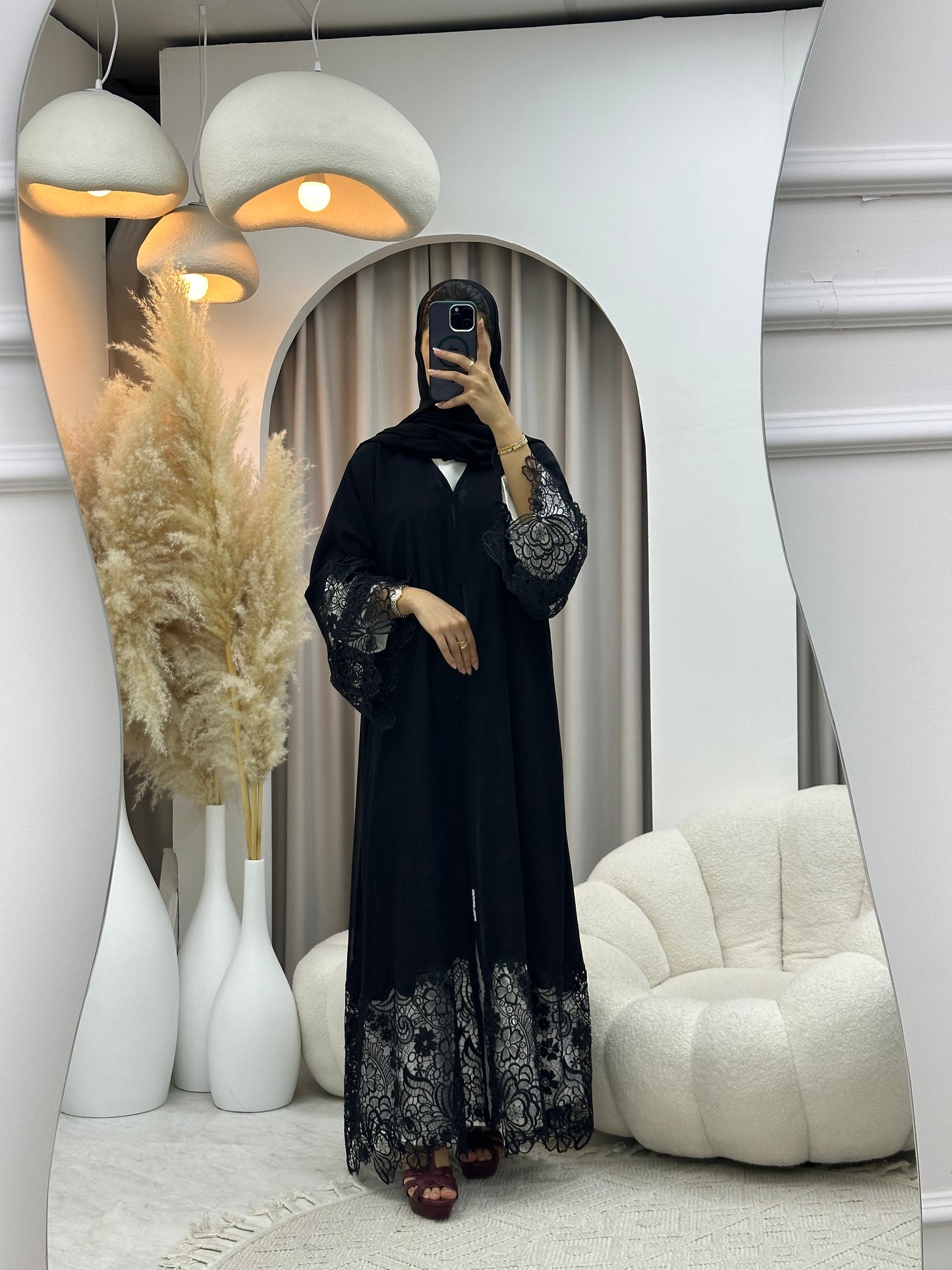 C 0549 Black Classic Lace Abaya