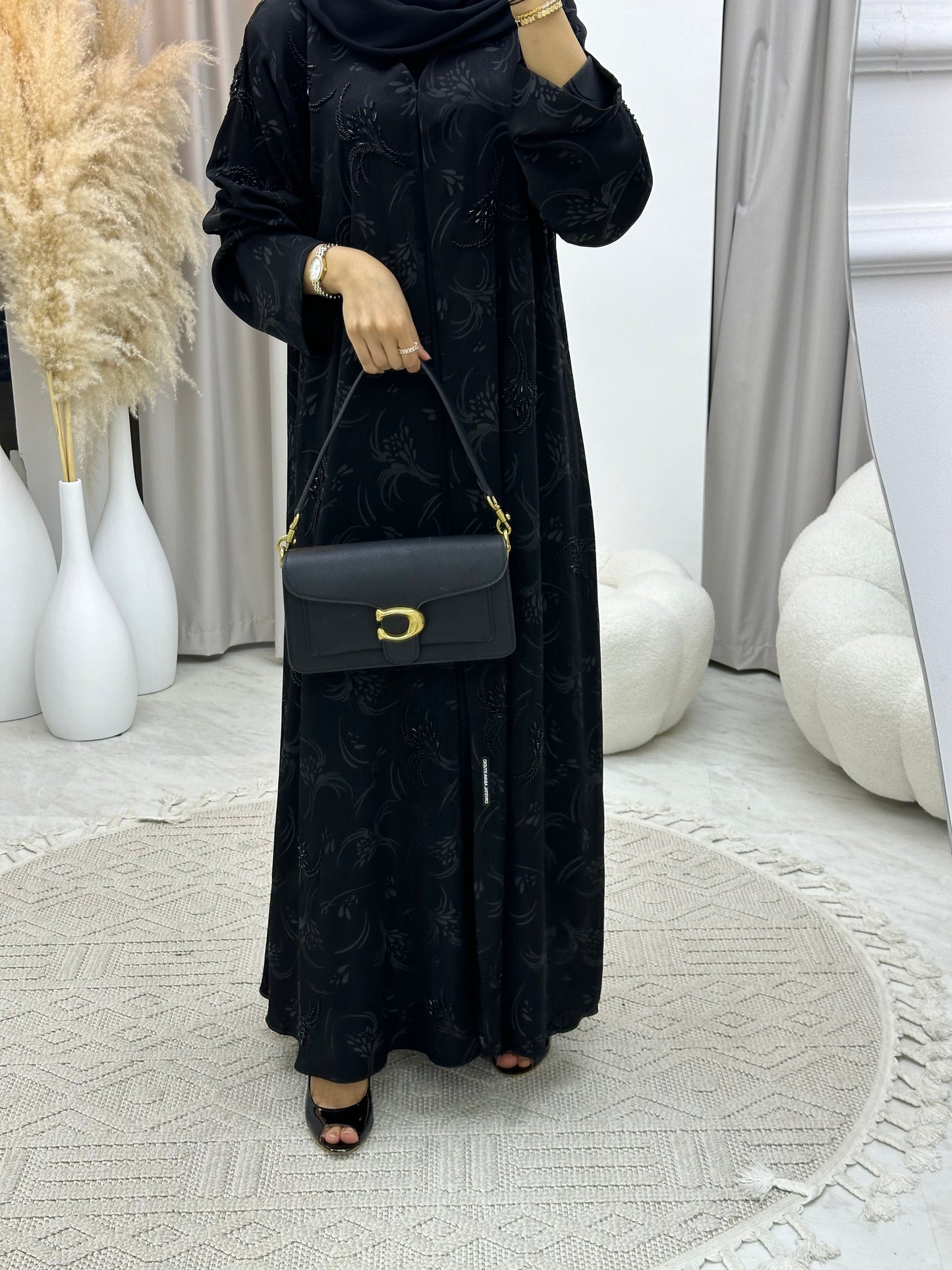 C 0129 Black Handwork Abaya