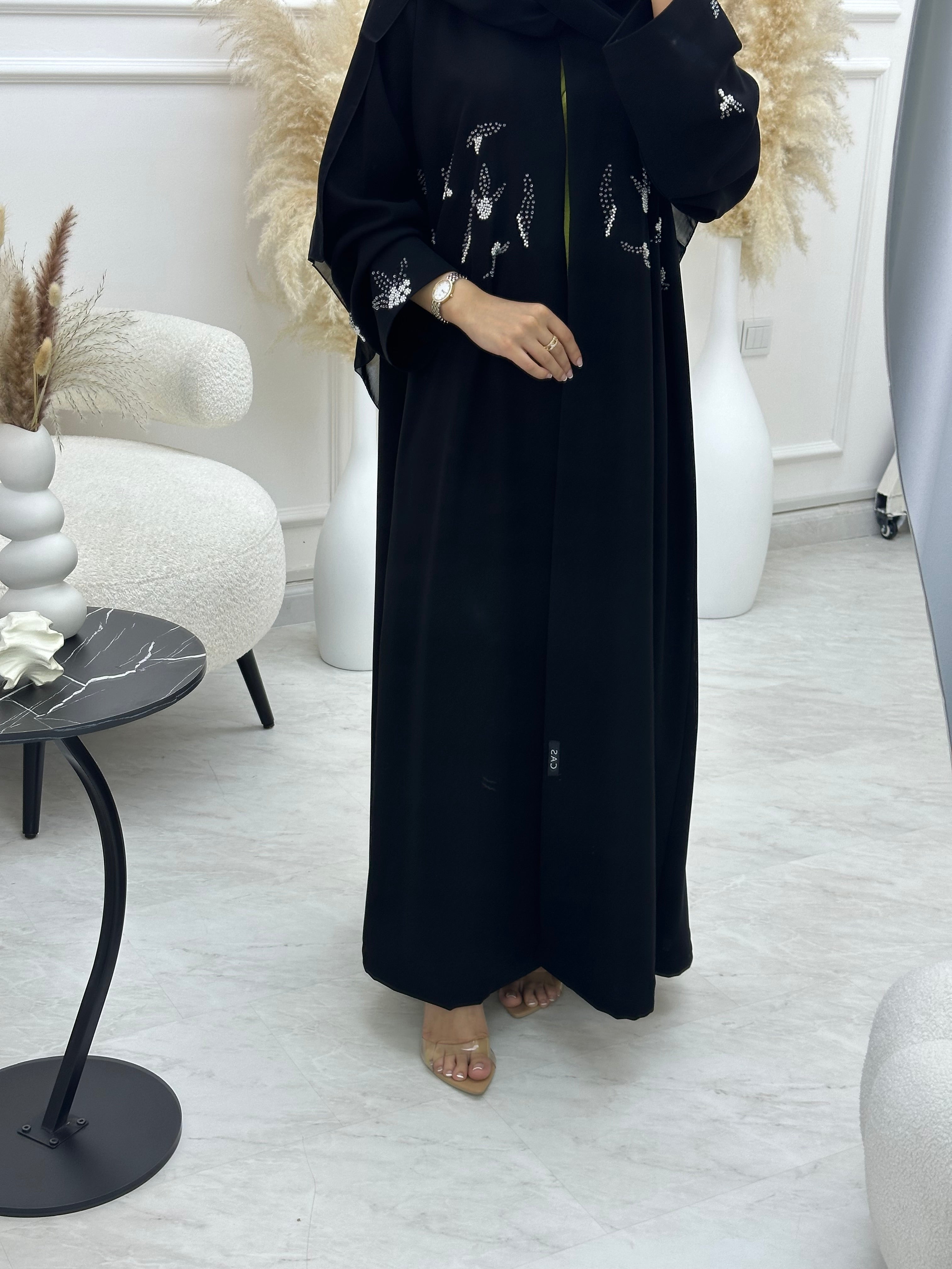 C 1069 Black Beaded Abaya
