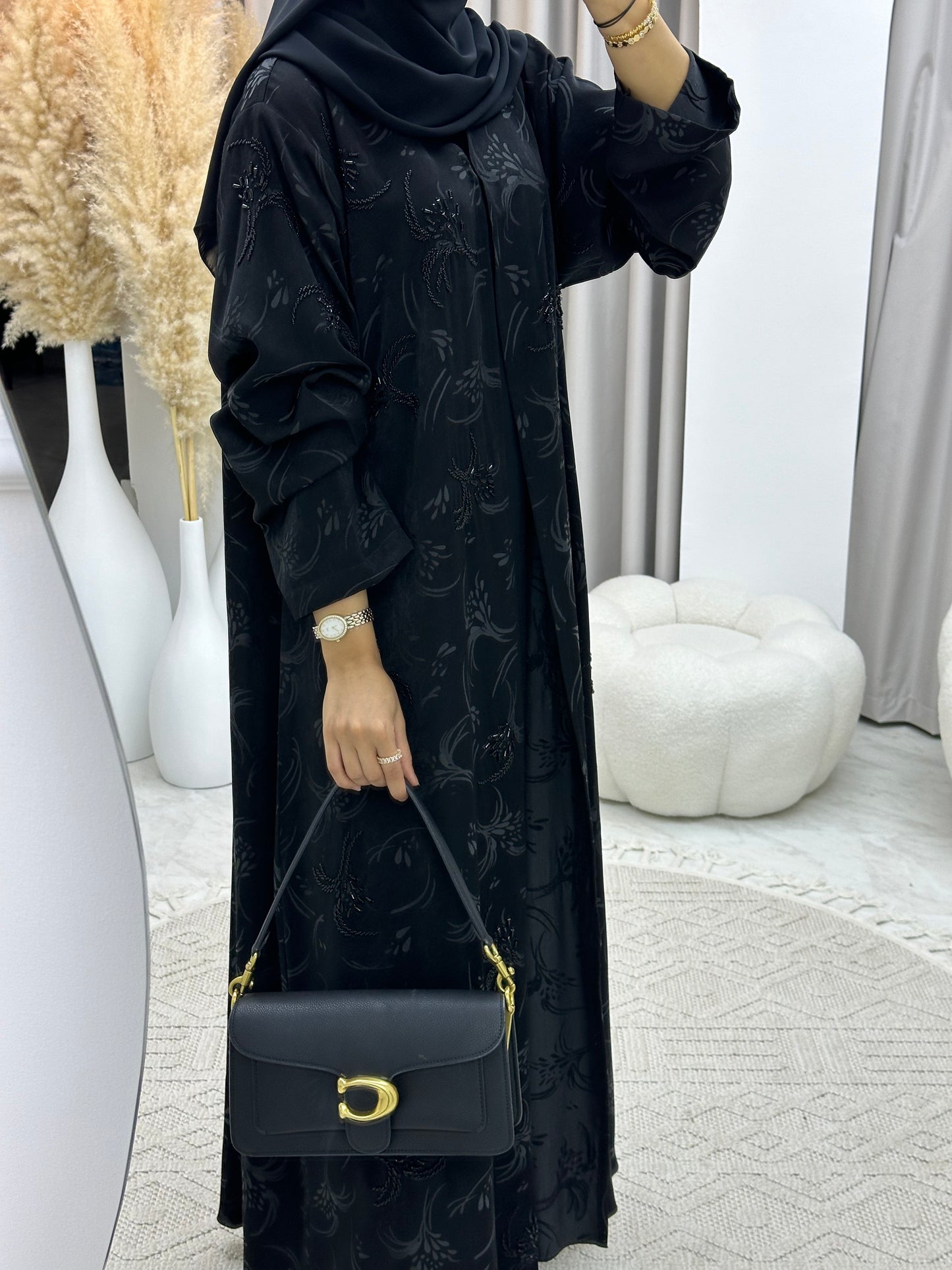 C 0129 Black Handwork Abaya