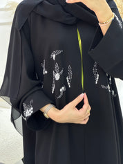 C 1069 Black Beaded Abaya